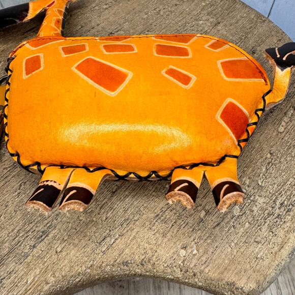 Genuine Leather Giraffe Wristlet Wallet Leather Zoo Coin Purse NEW FAST SHIP - Picture 5 of 11